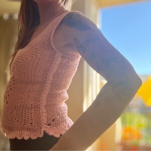 Pink Crochet Women Top